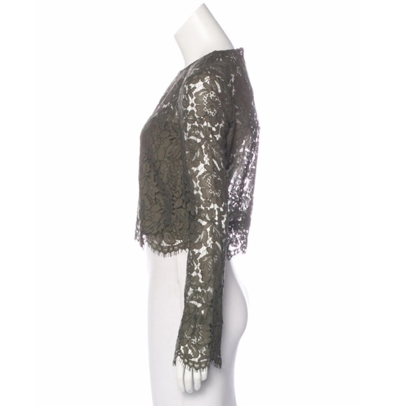 DIANE VON FURSTENBERG Yeva Lace Olive Green Top NWT - Picture 2 of 5